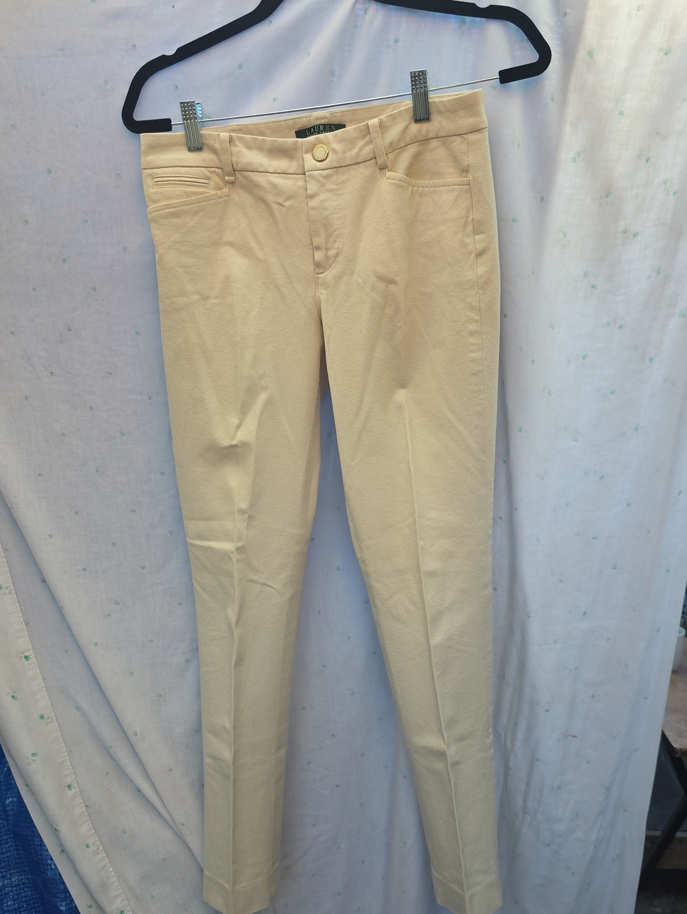 Lauren Ralph Lauren Yellow Tan Slim Skinny Ankle Pants 2
